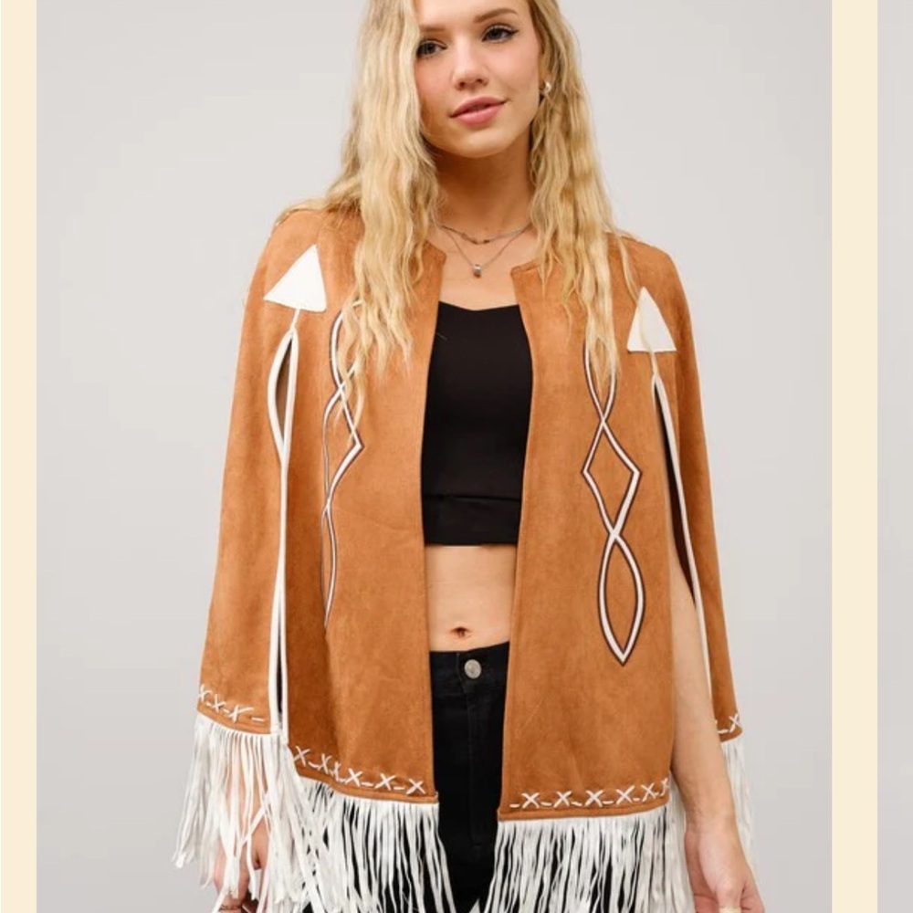 Western Suede Fringe Cape